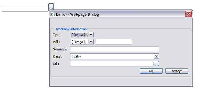 The Link dialog component showing the Content Studio link dialog.